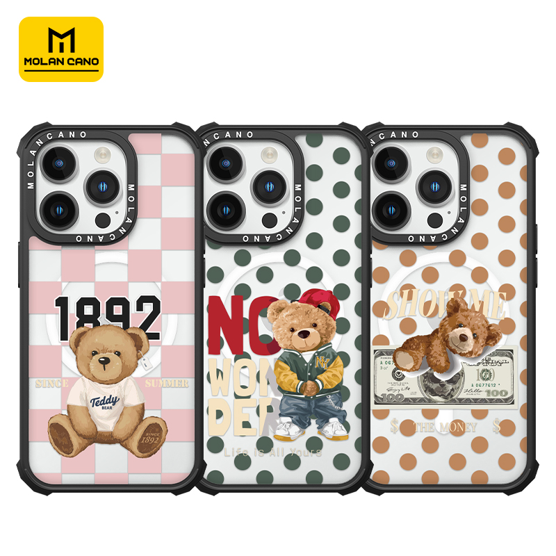 韩国Molan cano正版iPhone16Pro Max磁吸手机壳原创卡通适用苹果15Pro Max超强防摔女款N54强磁14/13保护套