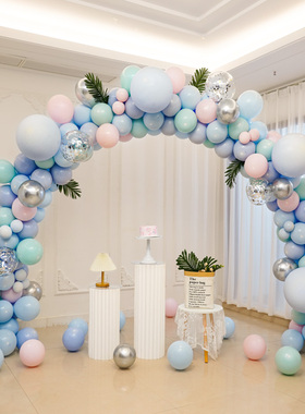 七夕情人节开业典礼马卡龙新款气球拱门套装立柱生日装饰场景布置