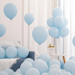 深浅蓝马卡龙蓝色气球生日装饰幼儿园活动场景布置复古蓝白色汽球