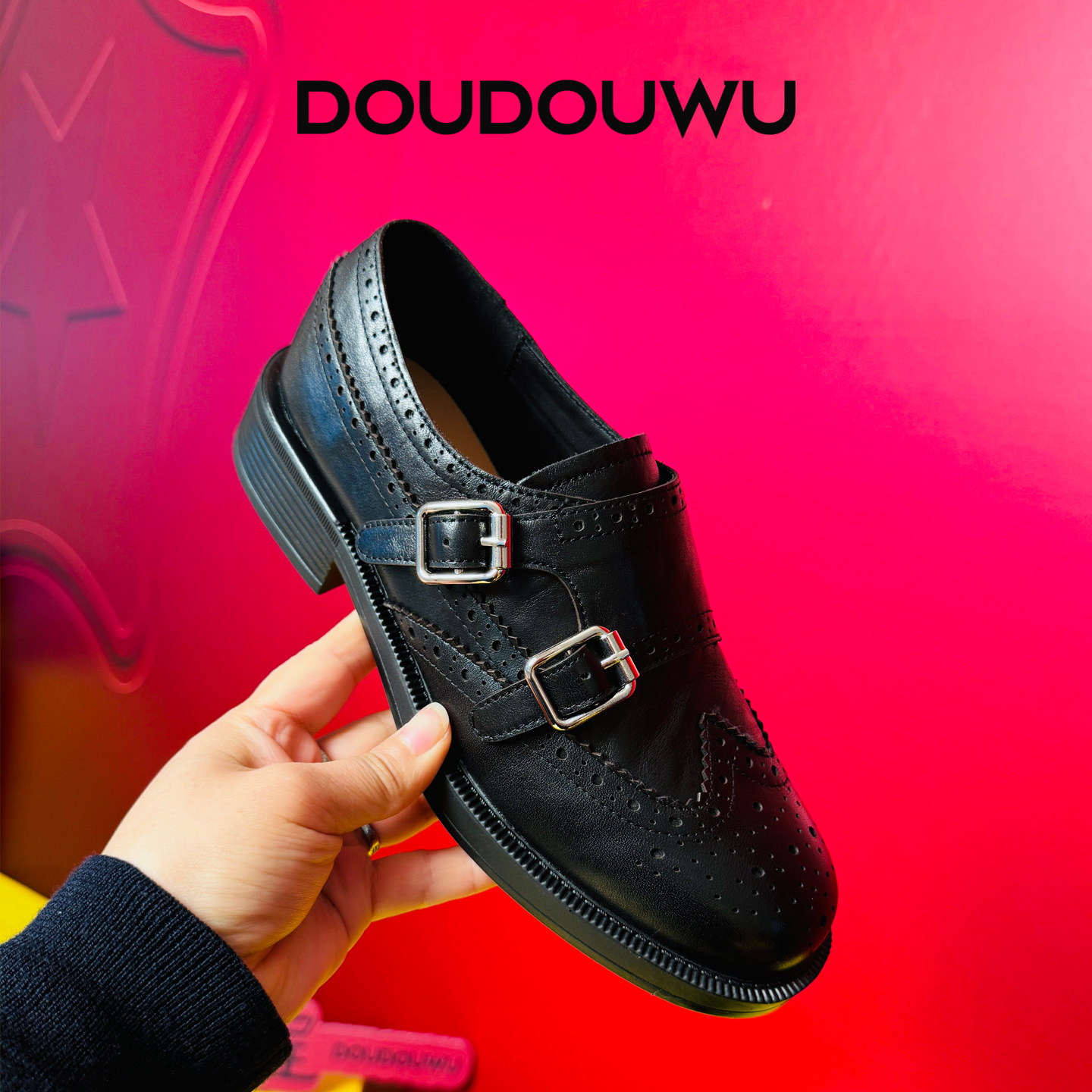 豆豆屋厚底乐福鞋女2026春季新款韩版潮酷一脚蹬粗跟黑色浅口单鞋,女鞋,乐福鞋（豆豆鞋）,淘宝优惠券,粉丝福利购,淘宝优惠卷