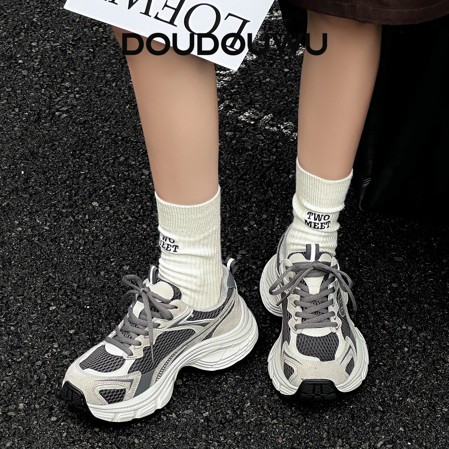 豆豆屋厚底老爹鞋女增高轻便女鞋