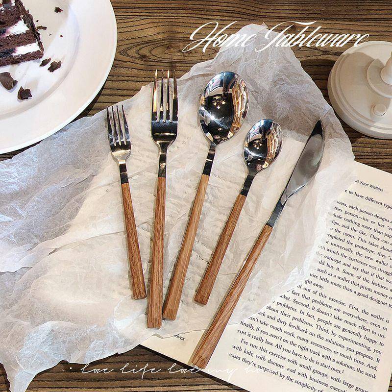 复古仿木西餐餐具套装