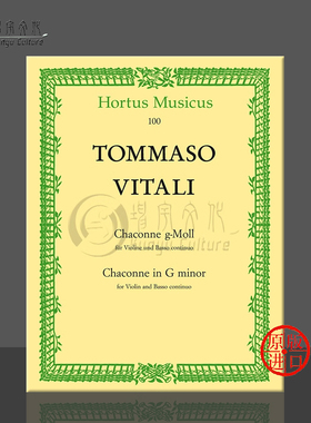 维塔利 恰空 G小调 小提琴和低音通奏 德国骑熊士原版进口乐谱书 Vitali Tomaso Antonio Chaconne for Violin and Bc HM100
