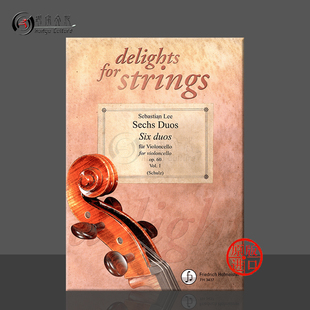 两支大提琴 乐谱书 李 卷一 FH3437 塞巴斯蒂安 for 德国霍夫曼斯特 二重奏六首OP60 Lee 原版 Cellos Duos