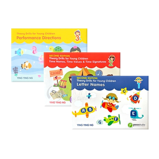 青少年儿童乐理练习-音名 英文版 全套共一至三卷 poco原版进口乐谱书 Theory Drills for Young Children - Letter Names