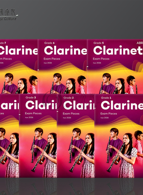 英皇考级2026新版单簧管考级曲目 附钢伴谱无音频 全套共七级 ABRSM英文原版教材 Clarinet Exam Pieces Grade 1-7