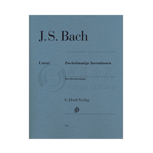 【促销】巴赫二部创意曲 钢琴独奏带指法 沙依德勒编 德国亨乐 Henle 原版进口乐谱 Bach Two Part Inventions Piano HN591