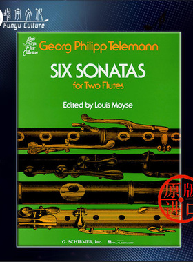 泰勒曼 6首奏鸣曲 两支长笛 希尔默原版乐谱书 Georg Philipp Telemann 6 Sonatas for 2 Flutes HL50335430