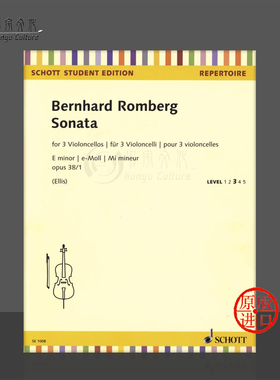 隆伯格e小调奏鸣曲Op38/1 三把大提琴 朔特原版乐谱书 Romberg Sonata E minor 3 cellos SE1008