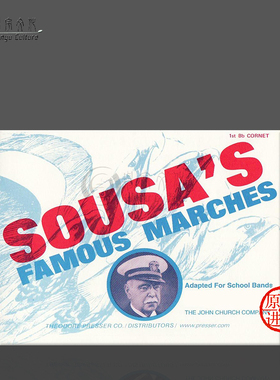 有名苏萨进行曲集 降B调短号1 Fischer 费舍尔原版乐谱书 Sousas Famous Marches for 1st Cornet in Bb 42540072