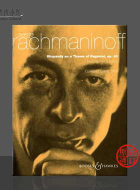 拉赫玛尼诺夫 帕格尼尼主题狂想曲 op43 双钢琴 博浩原版乐谱书 Rhapsody on a Theme of Paganini Corrected BH300187