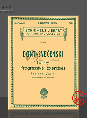 顿特 20首渐进练习曲 两把中提琴 op38 希尔默原版乐谱书 Jakob Dont 20 Progressive Exercises for 2 Violas HL 50259630