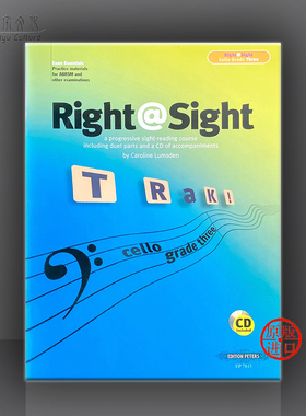 大提琴渐进视奏教材 三级 卡罗琳 拉姆斯登 含CD 德国彼得斯原版乐谱书 Caroline Lumsden Right Sight Cello Grade 3 EP7843