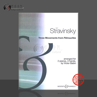 原版 选自彼得鲁什卡 进口Boosey Pianos 300082 斯特拉文斯基三个乐章 书 双钢琴谱 from Movements Stravinsky Petrouchka