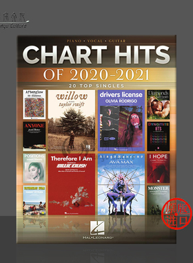 排行榜热门单曲集 2020-2021年 20首歌曲 钢琴声乐和吉他 海伦德乐谱书 Chart Hits of 20 Top Singles HL00364284
