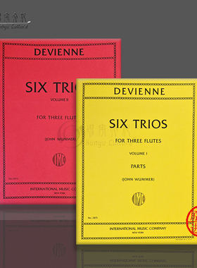 德维耶纳 六首长笛三重奏分谱 全套共一至二卷 原版进口乐谱书 Devienne Six Trios 3 Flutes Vol 1-2 IMC2871/2872