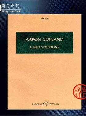 科普兰 第三交响曲 研习小总谱 非演奏用谱 博浩原版乐谱书 Aaron Copland Symphony Nos3 BHI6500116