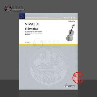 朔特原版 ED4927 Continuo for 6首大提琴奏鸣曲 大提琴和低音通奏 Cello Vivaldi 进口乐谱书 Basso 维瓦尔第 and Sonatas