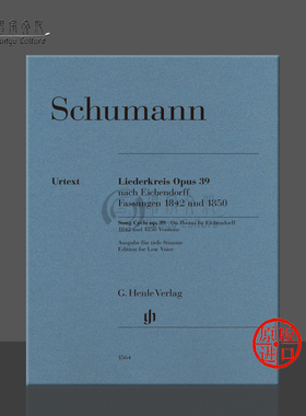舒曼 组歌 op39 艾兴多夫诗歌 低音声部 德国亨乐原版进口乐谱书 Schumann Song Cycle On Poems by Eichendorff HN1564