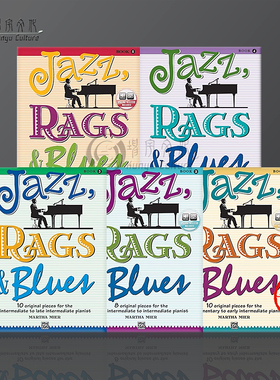 爵士钢琴布鲁斯原创作品 雷格泰姆 中级 全套一至五册附在线音频 原版乐谱书 Martha Mier Jazz Rags Blues Original Pieces Piano