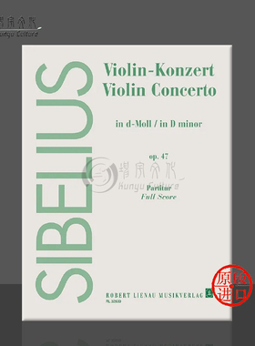 西贝柳斯 D小调小提琴协奏曲 op47 修订版 总谱 朔特原版进口乐谱书 Jean Sibelius Concerto D minor Score RL32630