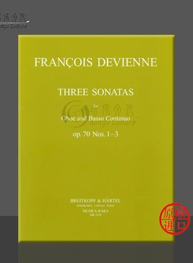 德维耶纳 三首双簧管奏鸣曲op 70 Nos 1-3 双簧管和低音通奏 大熊乐谱书 Devienne 3 Sonaten Oboe Basso Continuo MR 2139