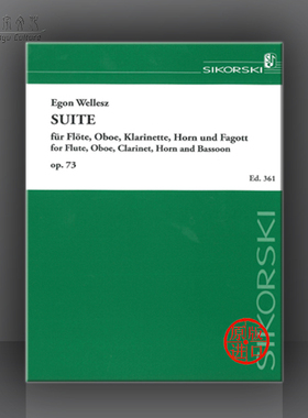 维勒兹 组曲 op73 木管五重奏 总分谱 思考斯基原版乐谱书 Wellesz Suite SIK0361