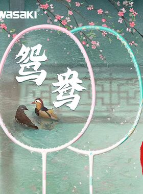 川崎羽毛球拍极光鸳鸯4U碳素复合高弹力球拍套装成人儿童训练拍