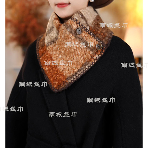 【羊羔绒纽扣围脖】冬季新品爆款加厚热卖保暖百搭时尚格子围脖