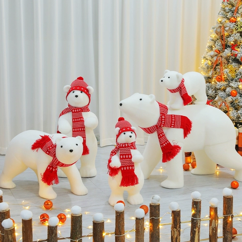 Рождественские украшения, белый медведь, снеговик, креативные украшения, большая витрина торгового центра, макет рождественской елки