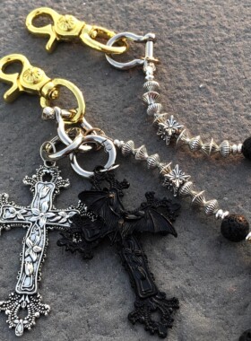 ironworks火山石朋克风十字架裤链cleanfit小众穿搭配饰手工腰链