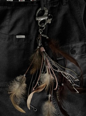 原创视觉系纯手工穿搭kmrii风格视觉系羽毛配饰包包钥匙扣