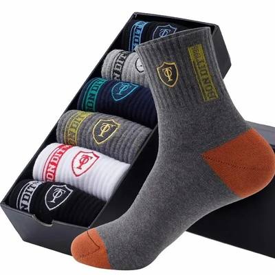 6pairs Men's Cotton Sweat Absorbing Embroidered Crest Athlet