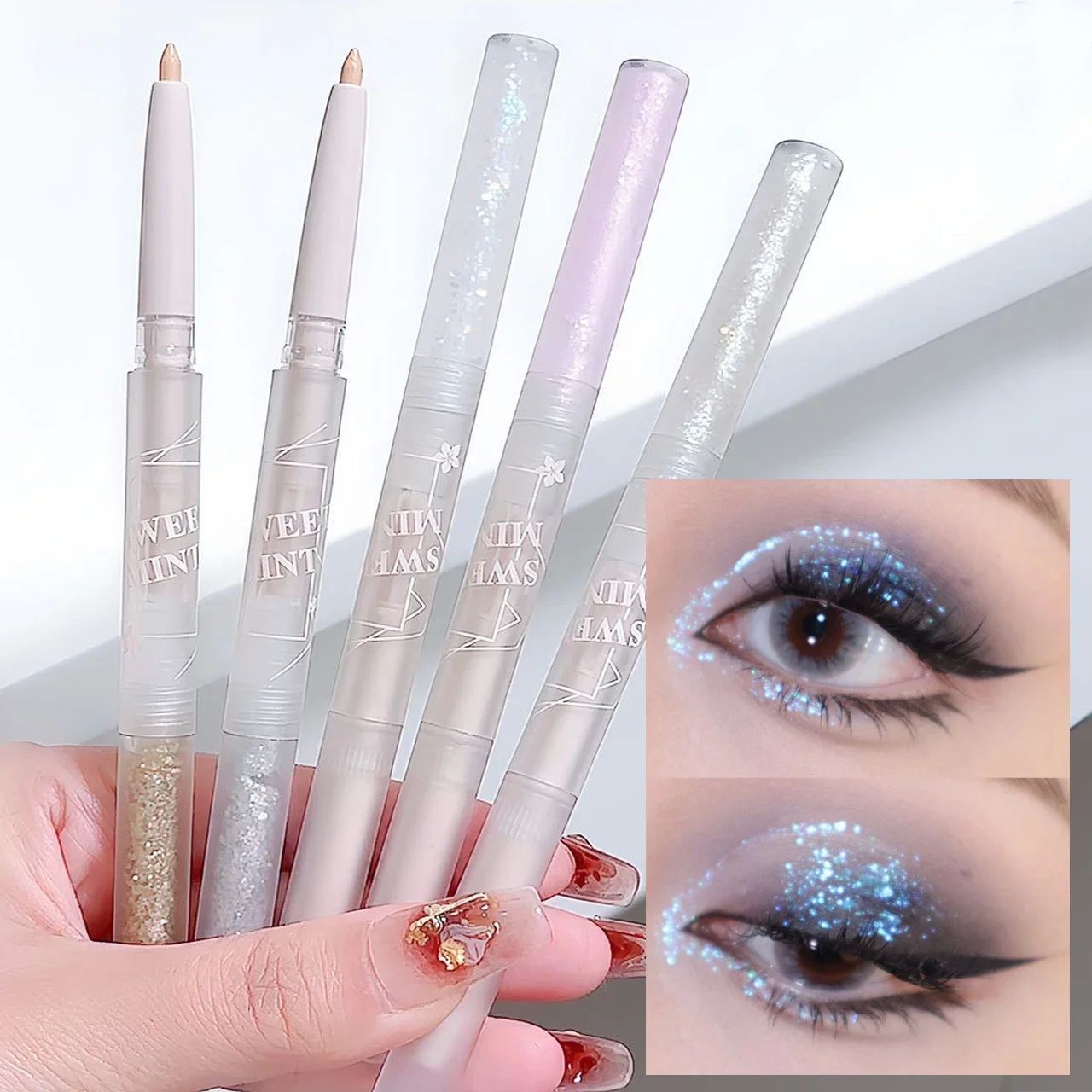 2 in 1 Shiny Matte Eyeshadow Lying Silkworm Pencil Waterproo 彩妆/香水/美妆工具 美妆蛋/扑/海绵 原图主图