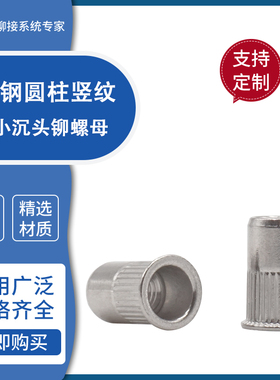 GB17880.4不锈钢304小沉头竖纹拉铆螺母圆柱滚花纹拉帽螺纹加长