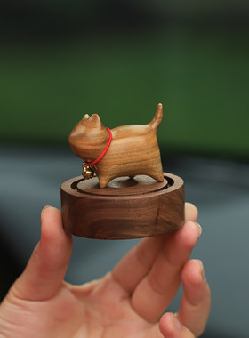 车载木雕小猫汽车摆件车内饰品