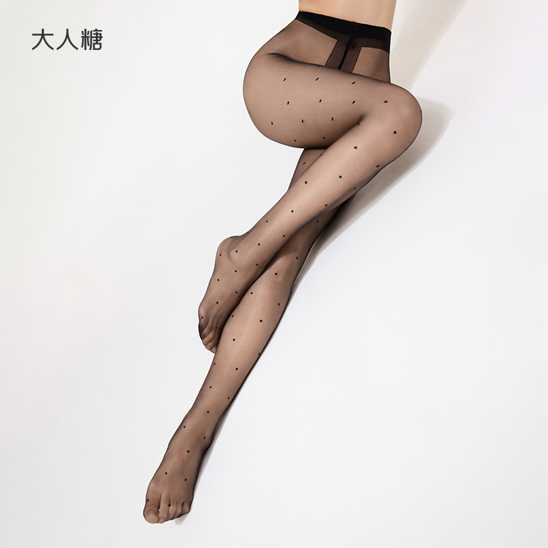大人糖缎时尚波点连体丝袜女8D薄款防勾丝不掉档微压裤袜