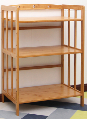 楠竹厨房置物架微波炉烤箱收纳架客厅实木锅具用品多层储物柜落地