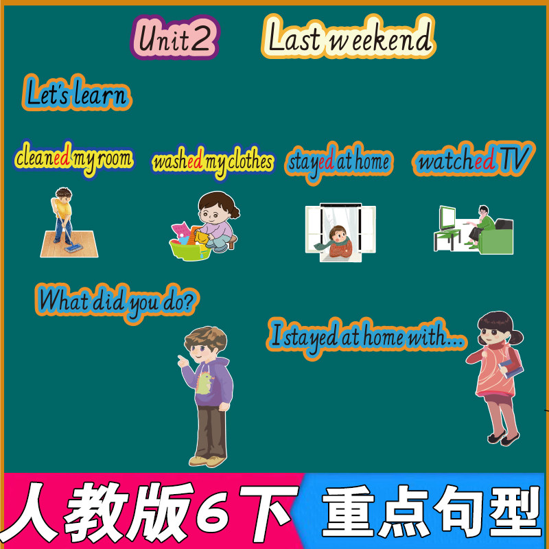 小学英语教具教师公开课人教pep版人教版六年级下册重点句子板书黑板