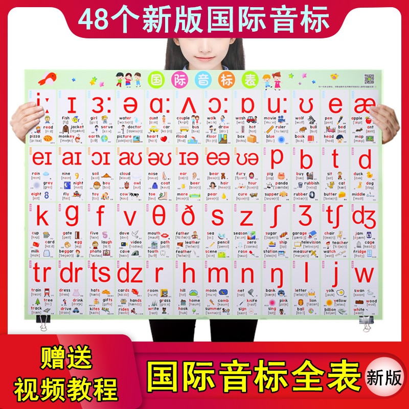 48个国际音标挂图表墙贴汉语拼音字母表24英文100以内的加减法口诀数字表儿童小学生英语挂图标准字母发音 文具电教/文化用品/商务用品 教学仪器/实验器材 原图主图