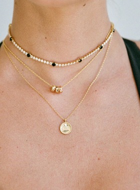 ins百搭彩钻三环麻绳小众项链女