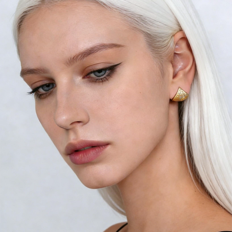 ana luisa欧美s925纯银简约三角形耳钉扇形磨砂拉丝质感个性耳饰
