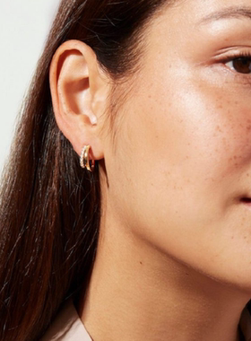 ana luisa|欧美小众s925银镶钻几何双圈耳环镂空时尚潮新款耳圈女