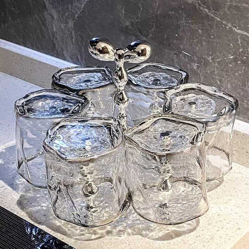 轻奢ins玻璃杯家用喝水杯待客茶杯马克杯倒挂沥水杯架收纳置物架