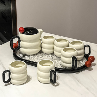 陶瓷泡茶具家用高颜值下午茶具简约耐高温水壶水杯带托盘 水具套装