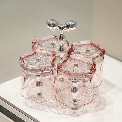 高颜值玻璃杯家用喝水杯待客茶杯马克杯倒挂沥水杯架收纳置物架