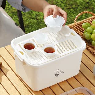 茶具收纳盒户外旅游露营个人茶具整理盒收纳箱 甲东里旅行便携式