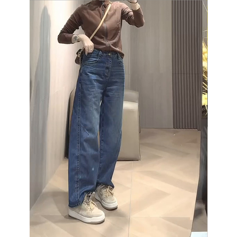 复古通勤高腰直筒牛仔裤女2025秋