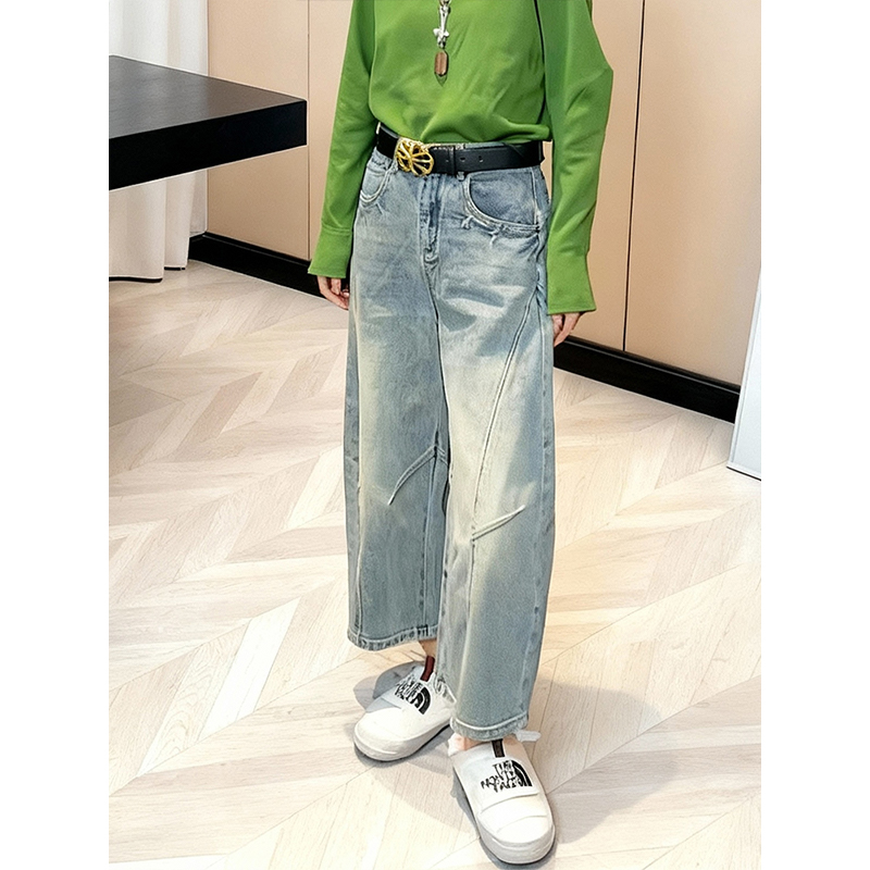 小个子加绒保暖法棍牛仔裤女2025