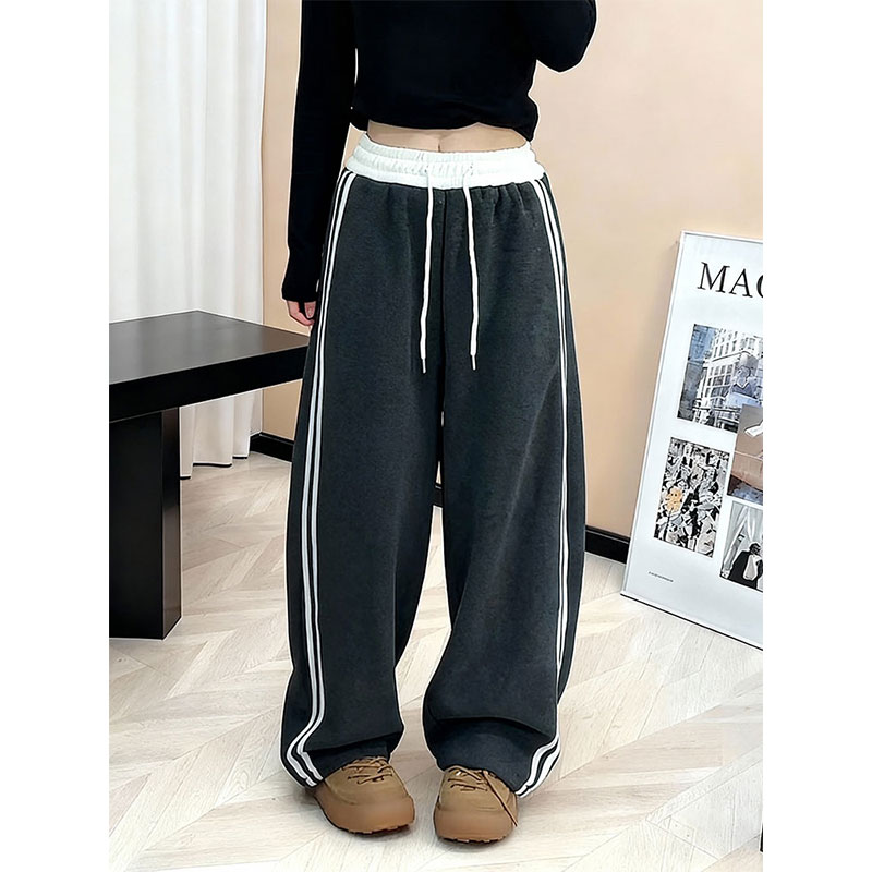 秋冬加绒高腰显瘦垂感阔腿裤